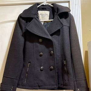 Never Worn. American Rag, Double Breasted Peacoat. Belt And Detachable Hood.